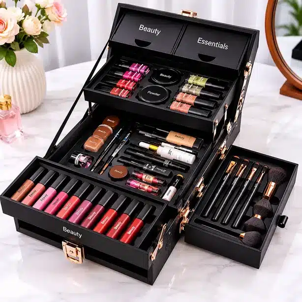 Luxury Professional Makeup Organizer Kit with Complete Beauty Essentials